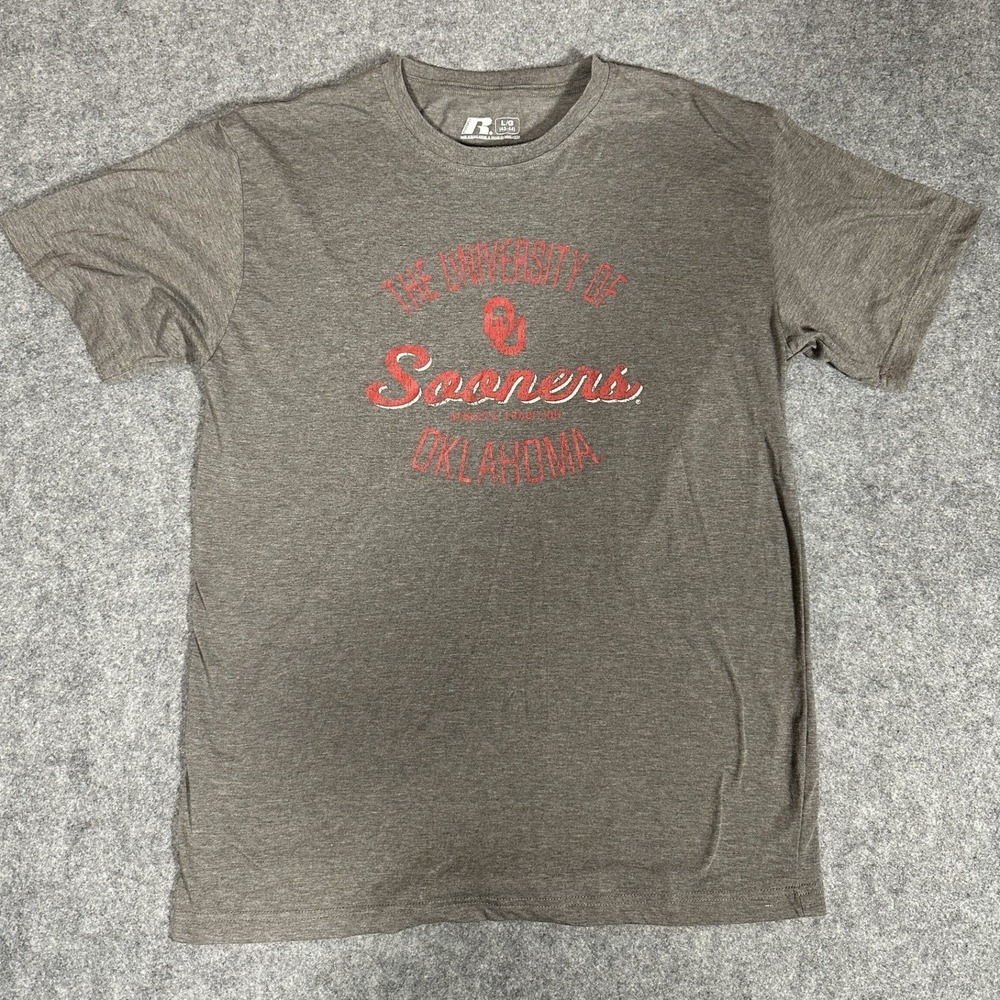 Russell Athletic University‎ of Oklahoma Sooners T-Shirt Large Grey Graphic Tee